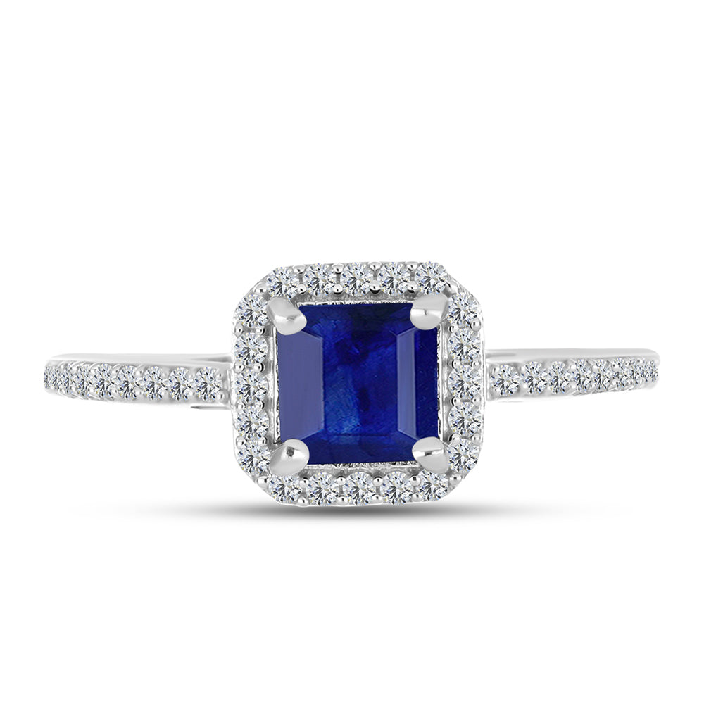 Anillo de Plata con Zafiro Azul Australiano y Topacio Blanco 1 