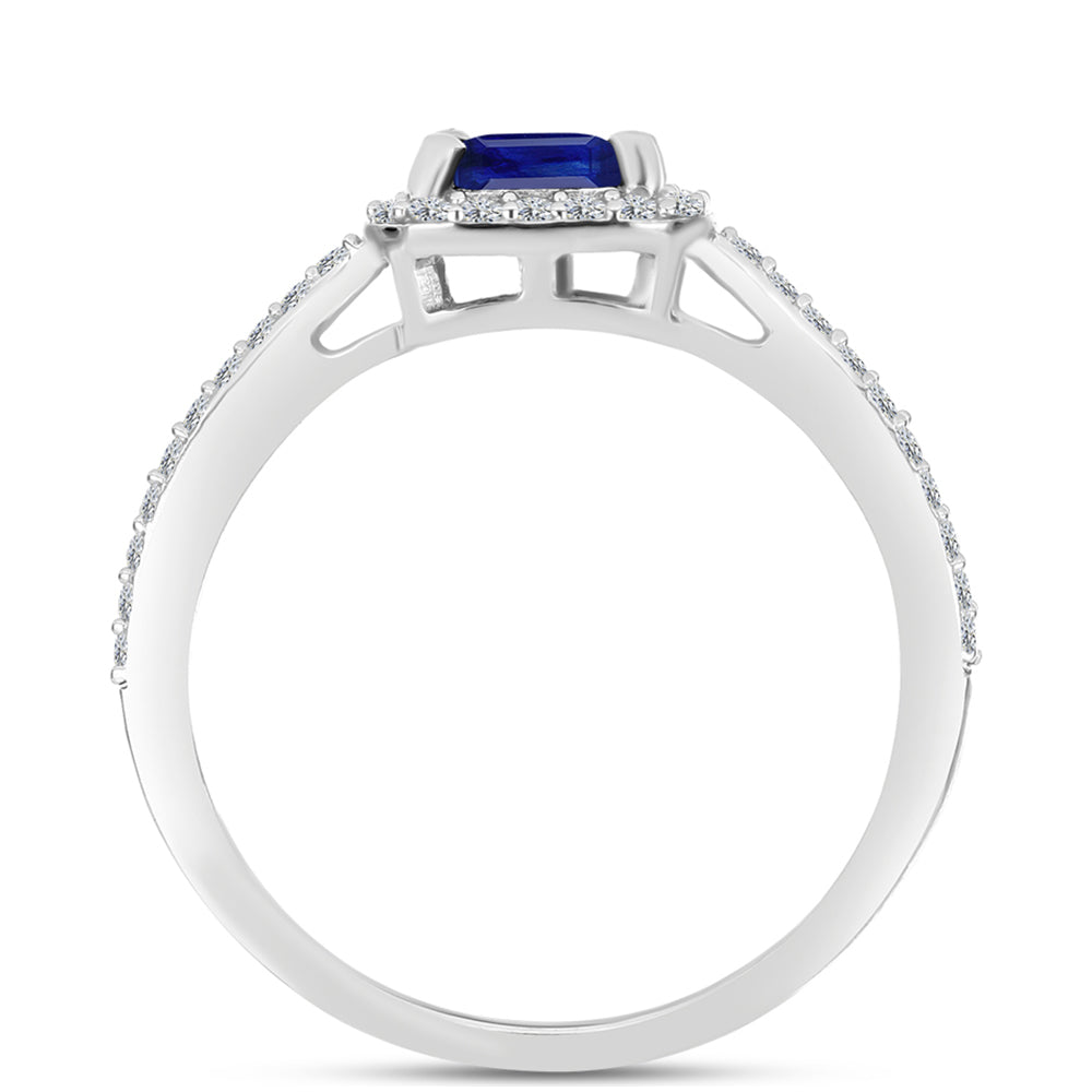 Anillo de Plata con Zafiro Azul Australiano y Topacio Blanco 2 