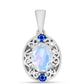 Colgante de Plata con Zafiro Azul Australiano y Piedra Lunar Arco Iris