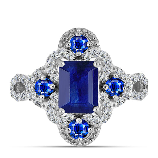 Anillo de Plata con Zafiro Azul Australiano y Topacio Blanco