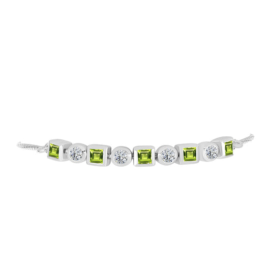 Pulsera de Plata con Peridoto de Changbai y Topacio Blanco