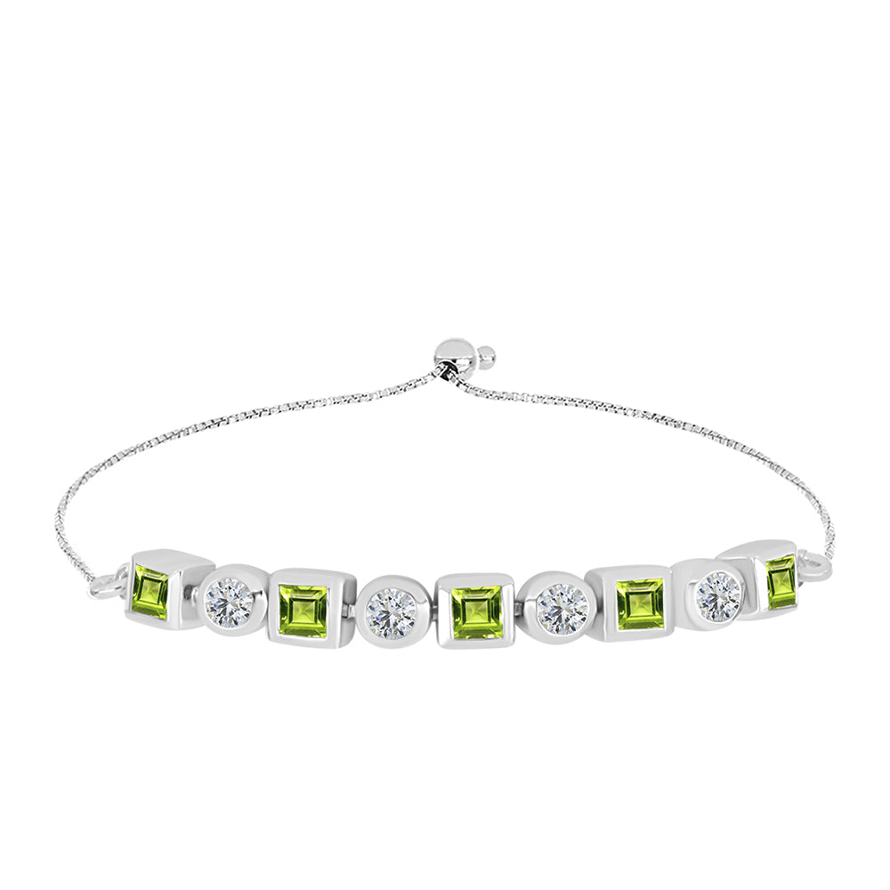 Pulsera de Plata con Peridoto de Changbai y Topacio Blanco 1 
