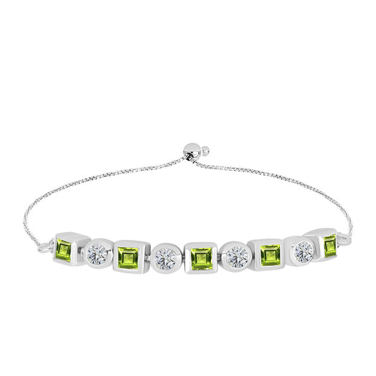 Pulsera de Plata con Peridoto de Changbai y Topacio Blanco
