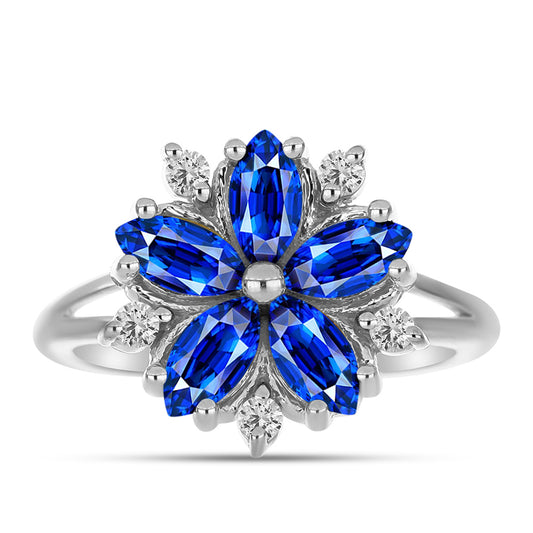 Anillo de Plata con Zafiro Azul Australiano y Topacio Blanco