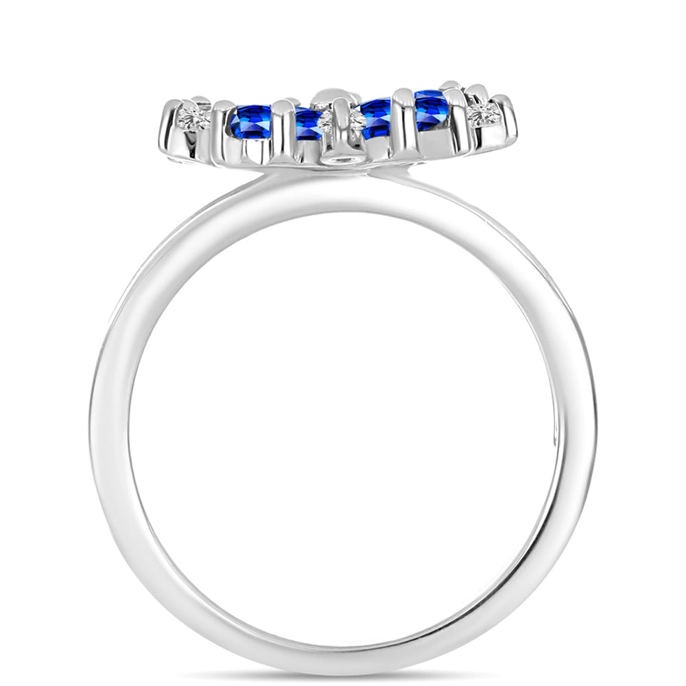 Anillo de Plata con Zafiro Azul Australiano y Topacio Blanco