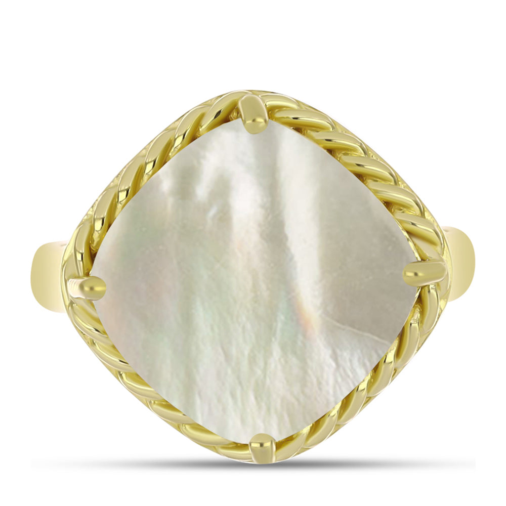 Anillo de Plata Bañada en Oro con Madreperla