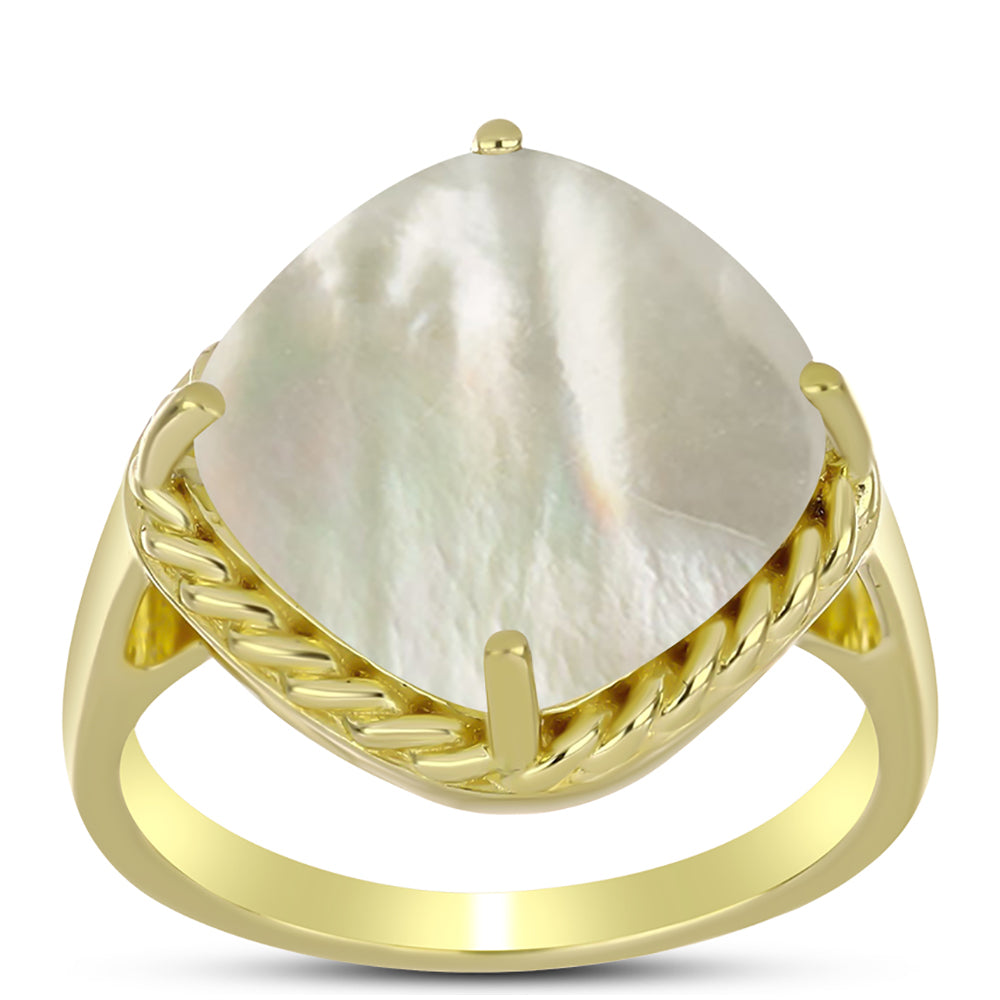 Anillo de Plata Bañada en Oro con Madreperla 3 