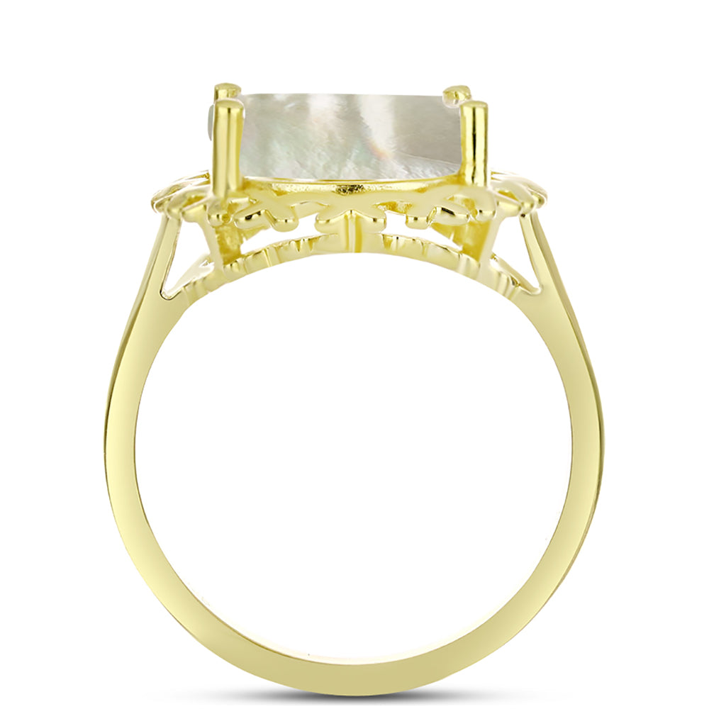 Anillo de Plata Bañada en Oro con Madreperla