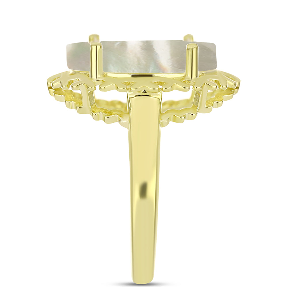 Anillo de Plata Bañada en Oro con Madreperla
