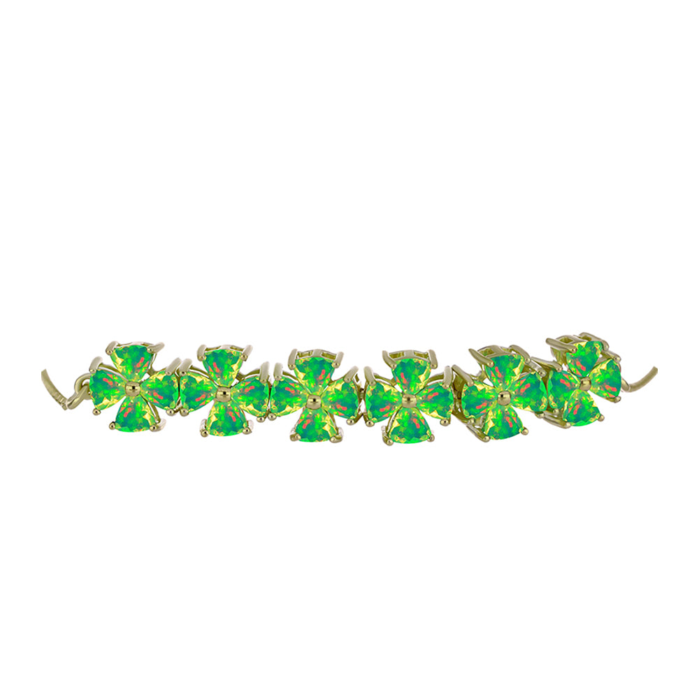 Pulsera de Plata Bañada en Oro con Ópalo Verde Etíope de Lega Dembi