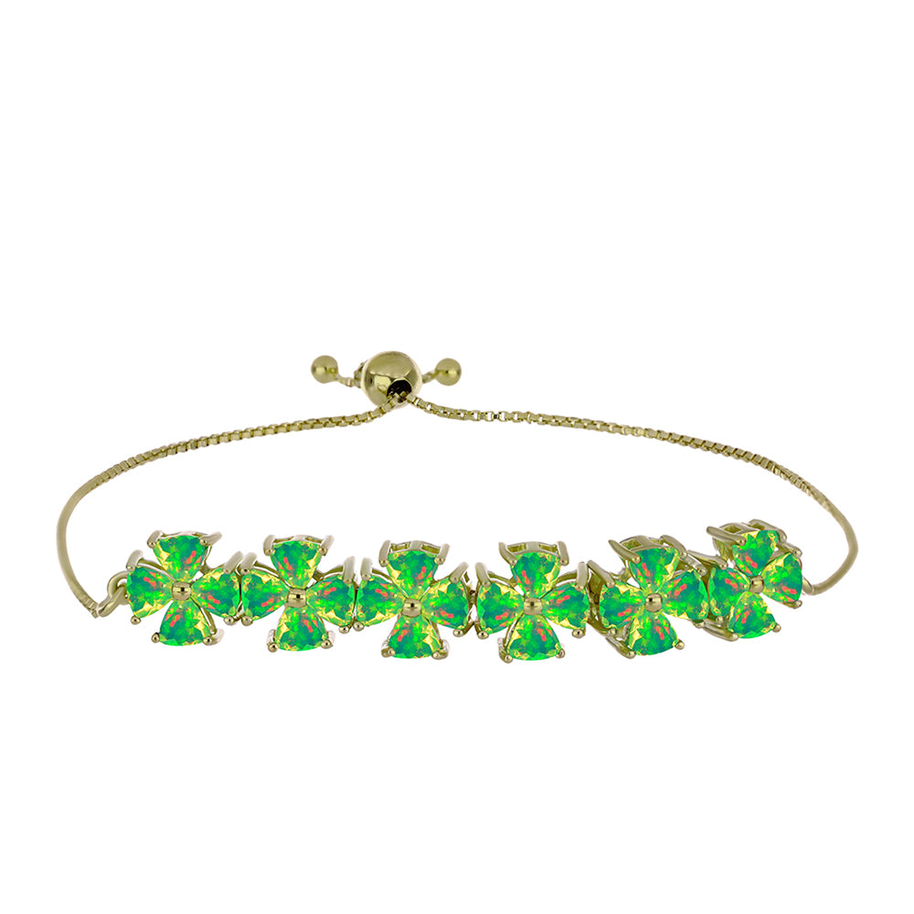 Pulsera de Plata Bañada en Oro con Ópalo Verde Etíope de Lega Dembi