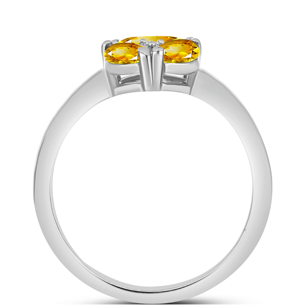 Anillo de Plata con Citrino de los Montes Urales y Topacio Blanco 2 