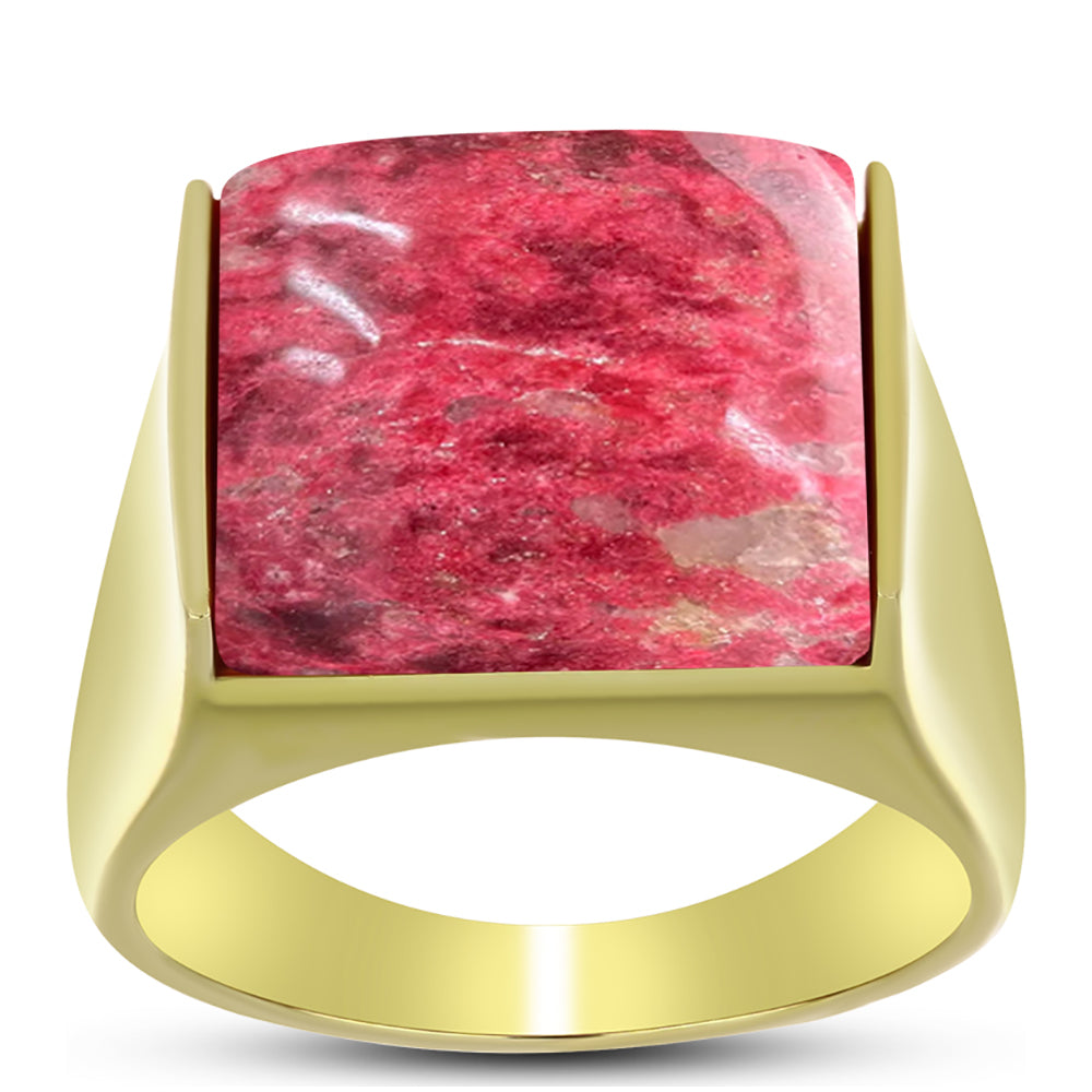 Anillo de Plata Bañada en Oro con Thulita