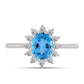 Anillo de Plata con Topacio Azul Suizo y Topacio Blanco