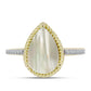 Anillo de Plata Bañada en Oro con Madreperla y Topacio Blanco