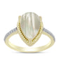 Anillo de Plata Bañada en Oro con Madreperla y Topacio Blanco