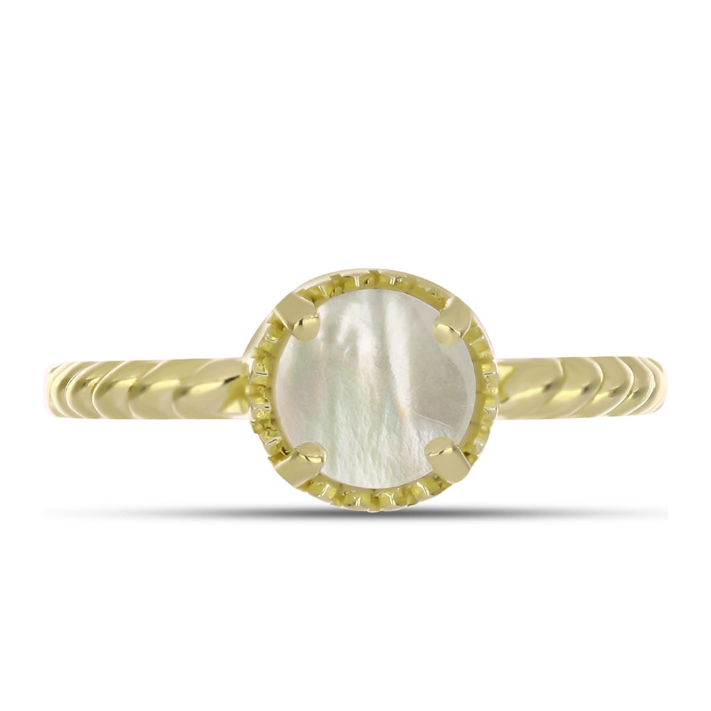 Anillo de Plata Bañada en Oro con Madreperla 1 