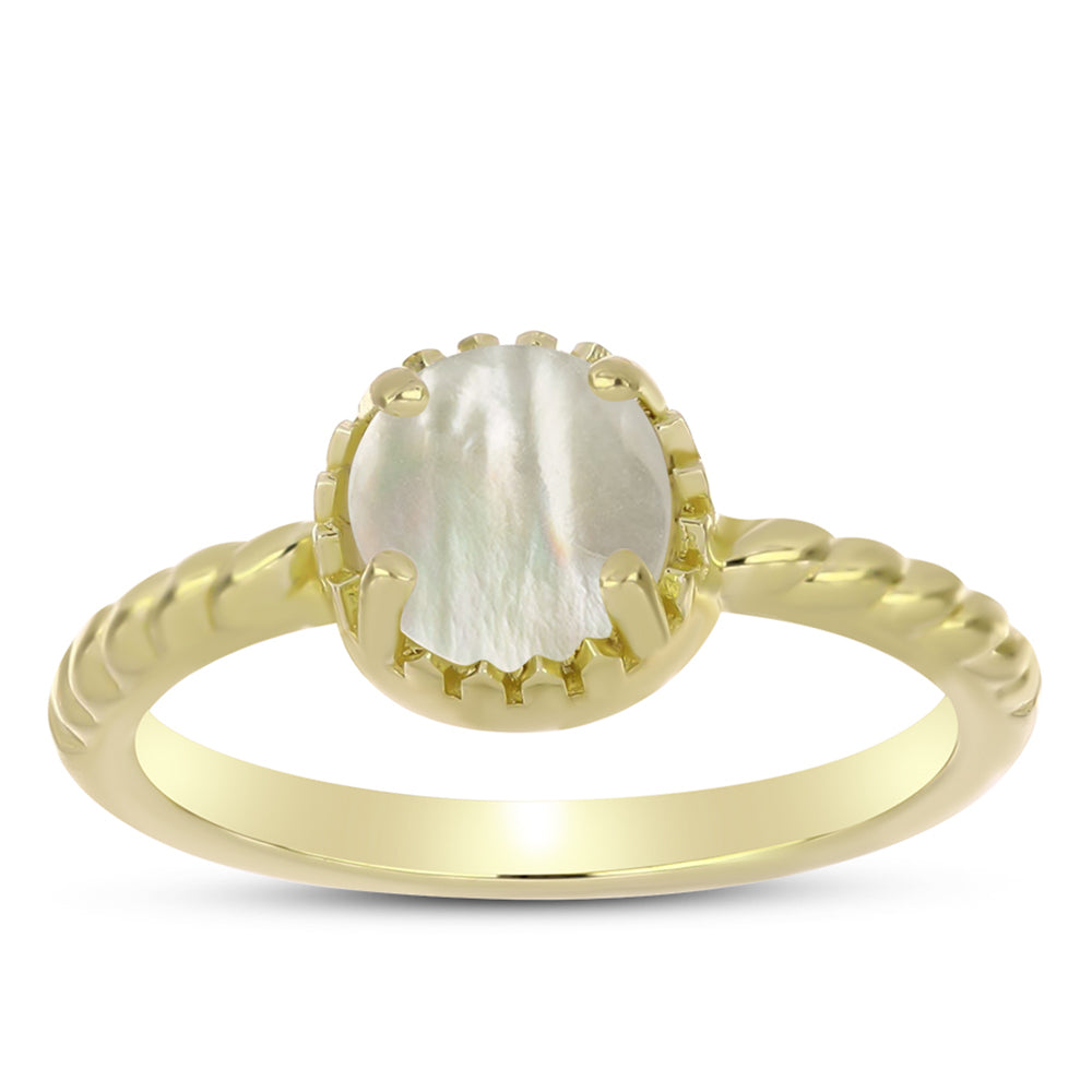 Anillo de Plata Bañada en Oro con Madreperla