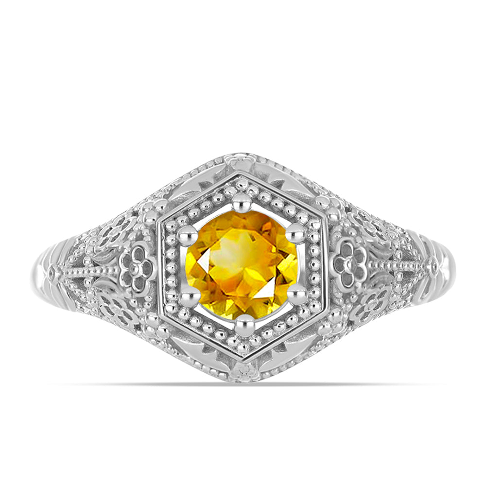 Anillo de Plata con Citrino de los Montes Urales 1 