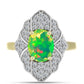 Anillo de Plata Bañada en Oro con Ópalo Verde Etíope de Lega Dembi y Topacio Blanco