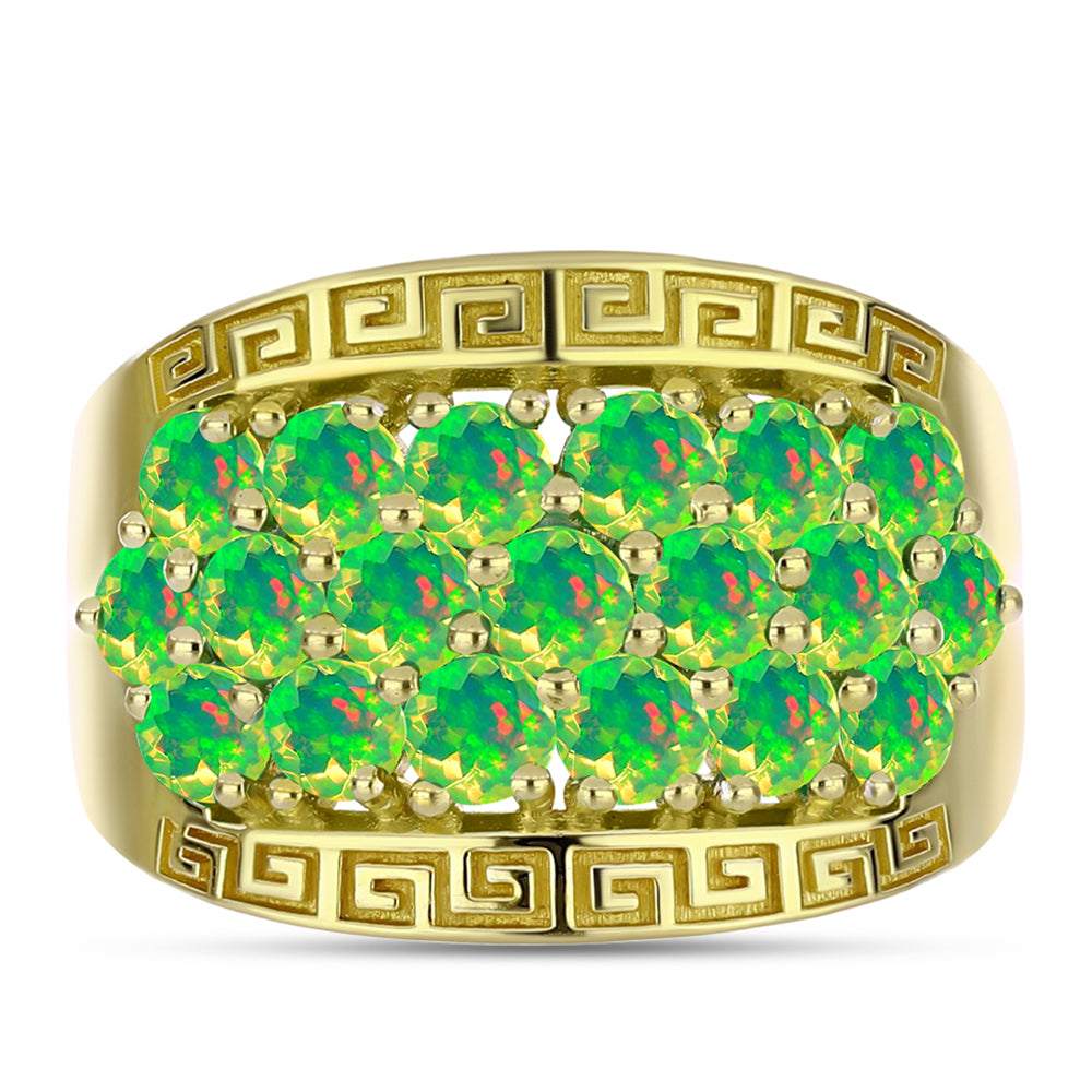 Anillo de Plata Bañada en Oro con Ópalo Verde Etíope de Lega Dembi