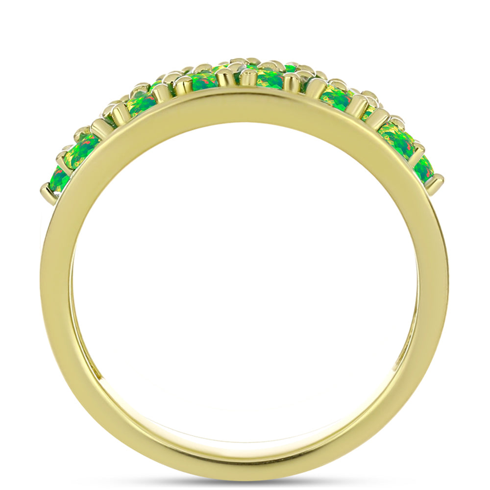 Anillo de Plata Bañada en Oro con Ópalo Verde Etíope de Lega Dembi 2 