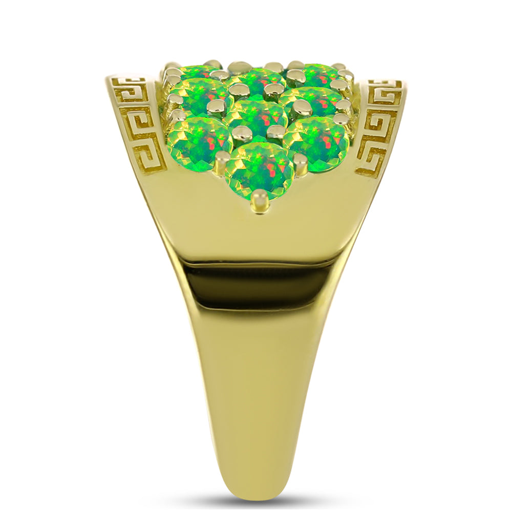 Anillo de Plata Bañada en Oro con Ópalo Verde Etíope de Lega Dembi 4 