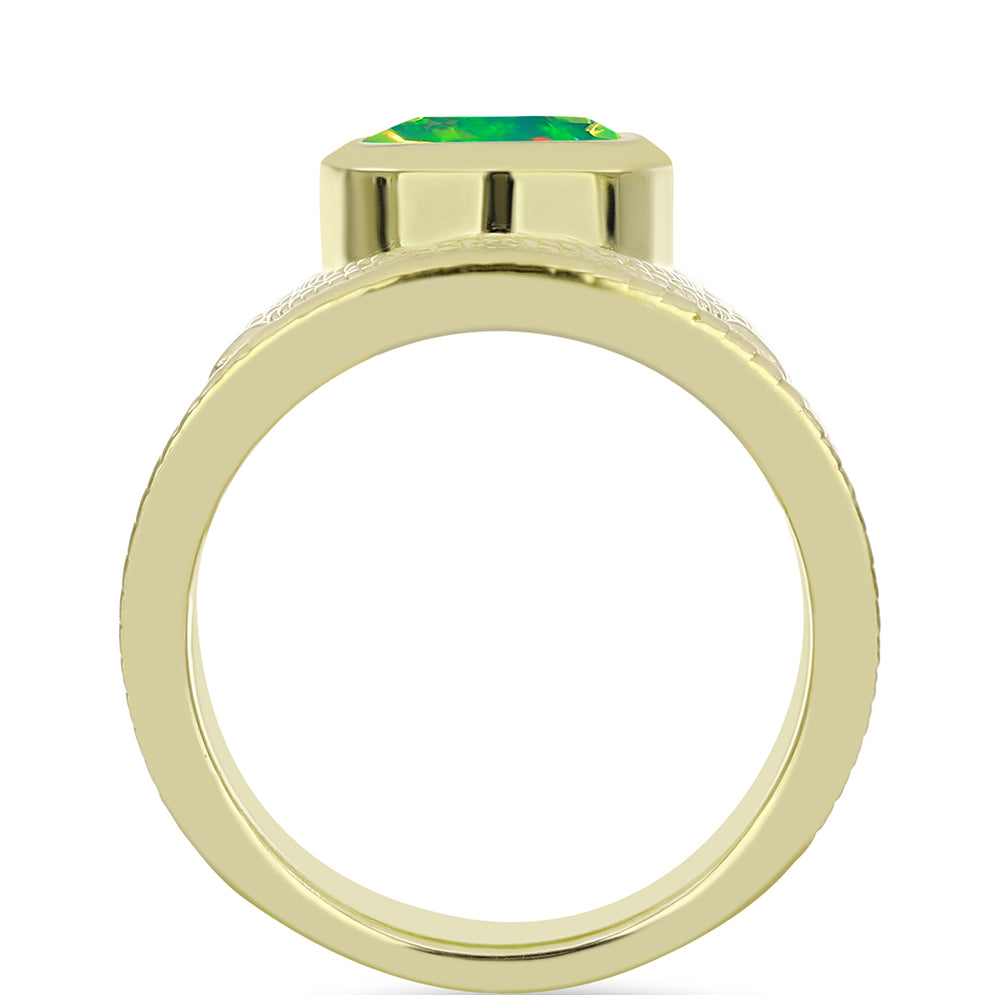 Anillo de Plata Bañada en Oro con Ópalo Verde Etíope de Lega Dembi