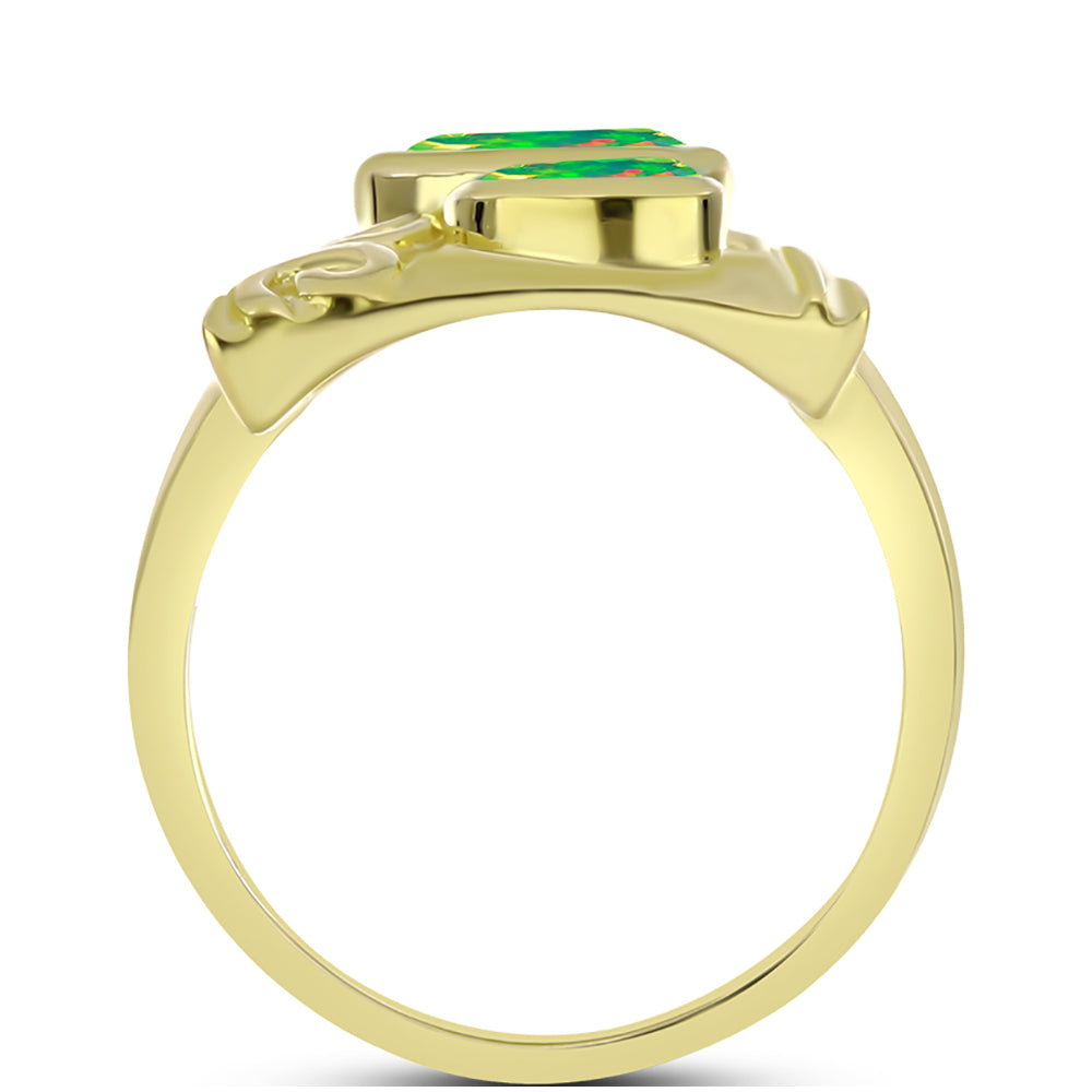 Anillo de Plata Bañada en Oro con Ópalo Verde Etíope de Lega Dembi