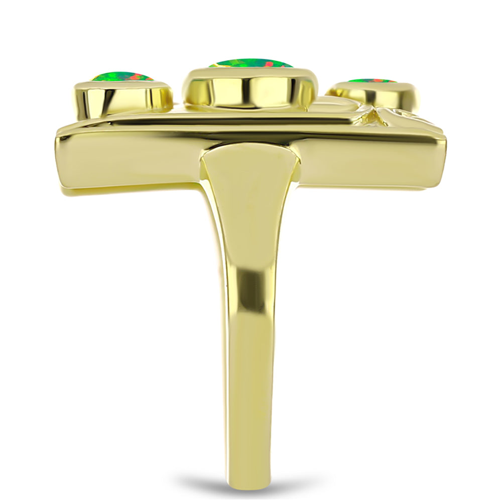 Anillo de Plata Bañada en Oro con Ópalo Verde Etíope de Lega Dembi