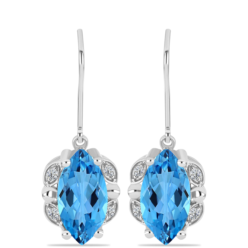 Pendientes de Plata con Topacio Azul Suizo y Topacio Blanco 1 