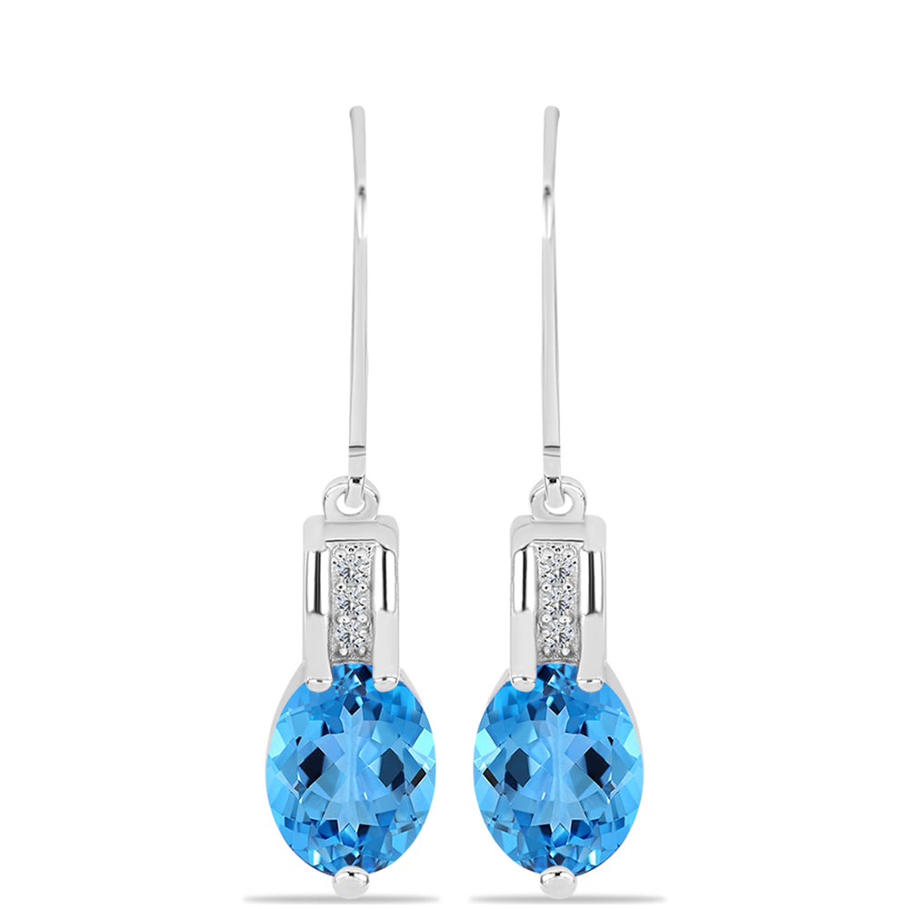 Pendientes de Plata con Topacio Azul Suizo y Topacio Blanco