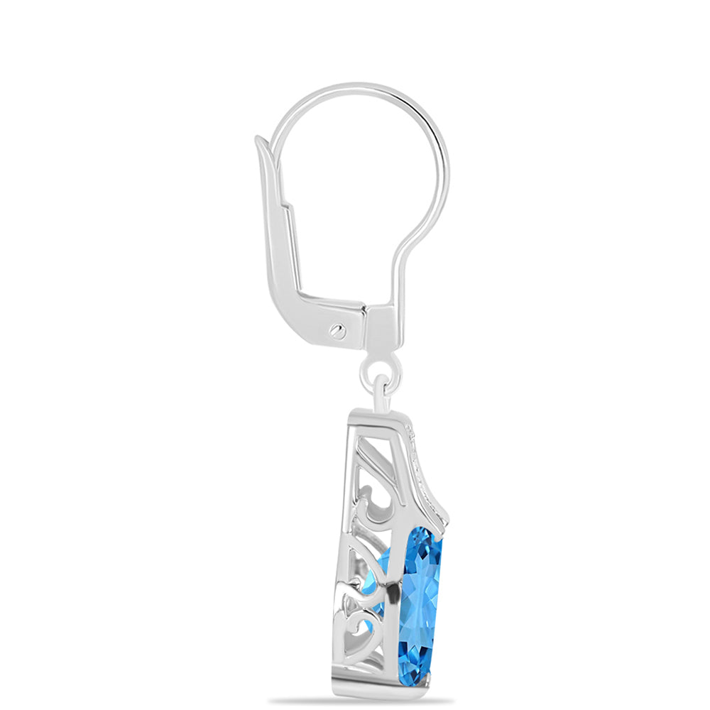 Pendientes de Plata con Topacio Azul Suizo y Topacio Blanco 2 