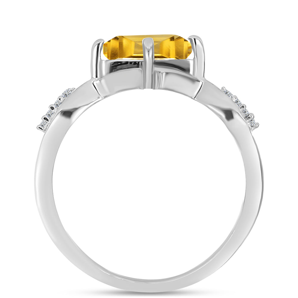 Anillo de Plata con Citrino de los Montes Urales y Topacio Blanco 2 