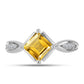 Anillo de Plata con Citrino de los Montes Urales y Topacio Blanco