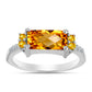 Anillo de Plata con Citrino de los Montes Urales y Topacio Blanco
