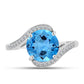 Anillo de Plata con Topacio Azul Suizo y Topacio Blanco