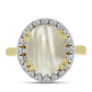 Anillo de Plata Bañada en Oro con Madreperla y Topacio Blanco