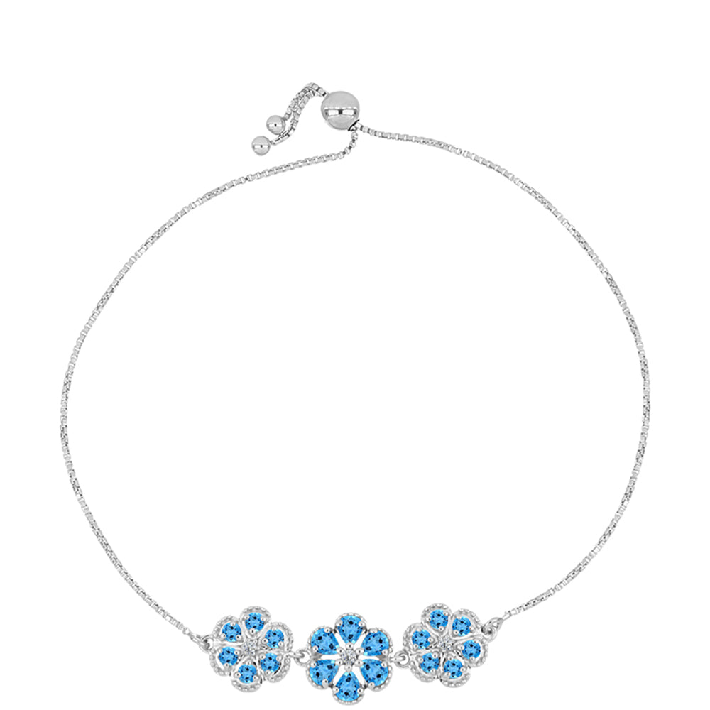 Pulsera de Plata con Topacio Azul Suizo y Topacio Blanco 1 