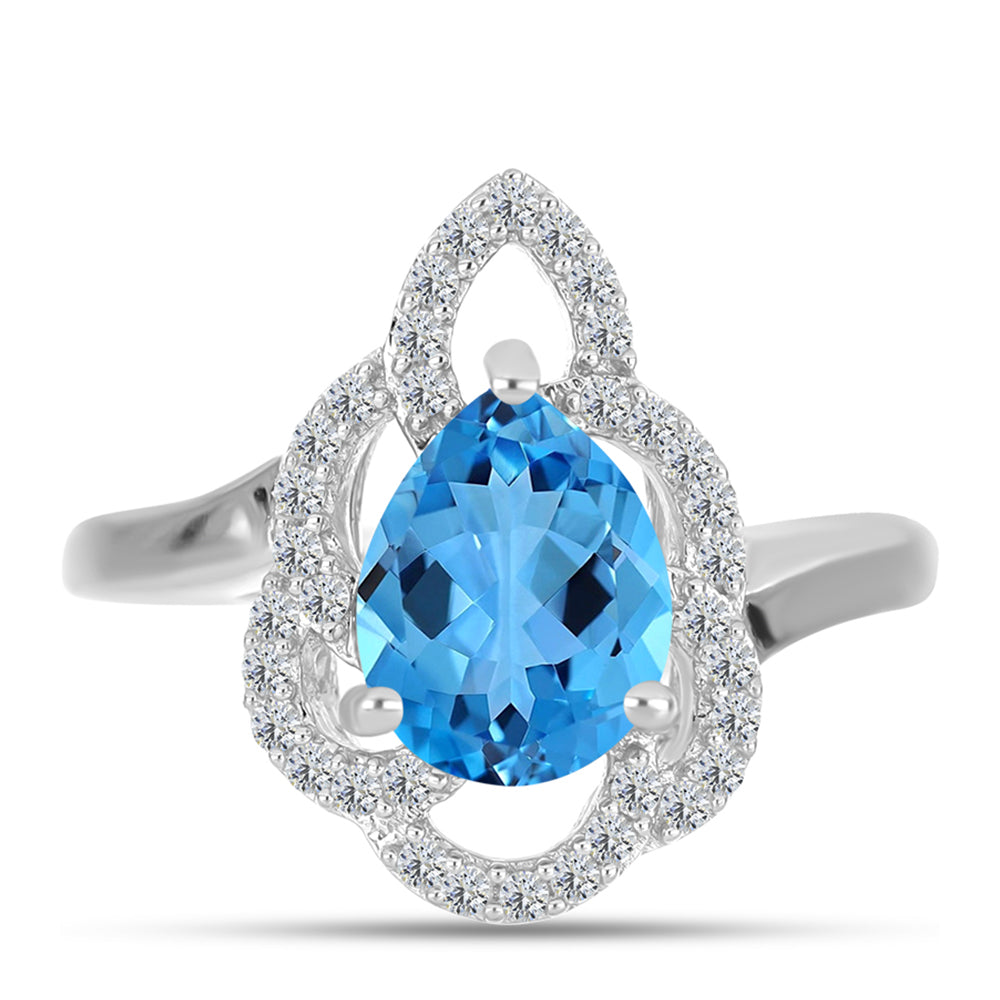 Anillo de Plata con Topacio Azul Suizo y Topacio Blanco 1 