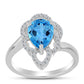 Anillo de Plata con Topacio Azul Suizo y Topacio Blanco