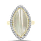 Anillo de Plata Bañada en Oro con Madreperla y Topacio Blanco