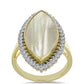 Anillo de Plata Bañada en Oro con Madreperla y Topacio Blanco