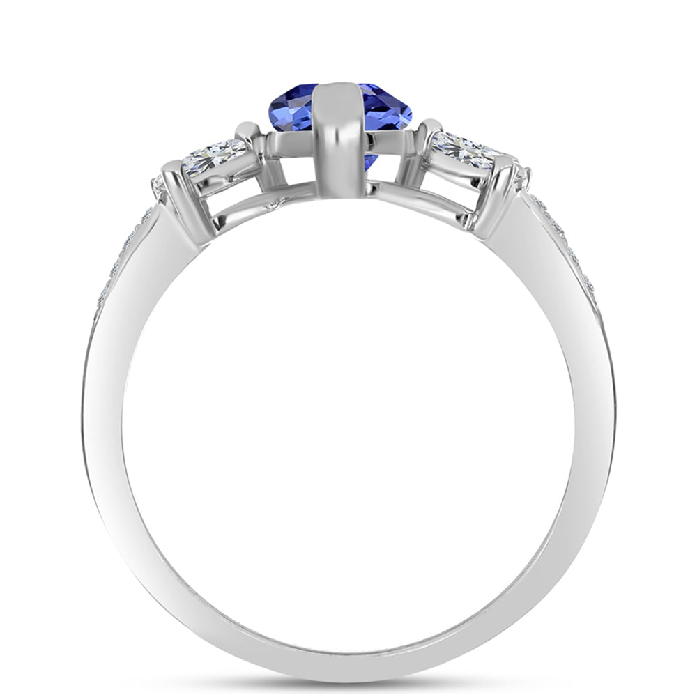 Anillo de Plata con Tanzanita AAA y Topacio Blanco