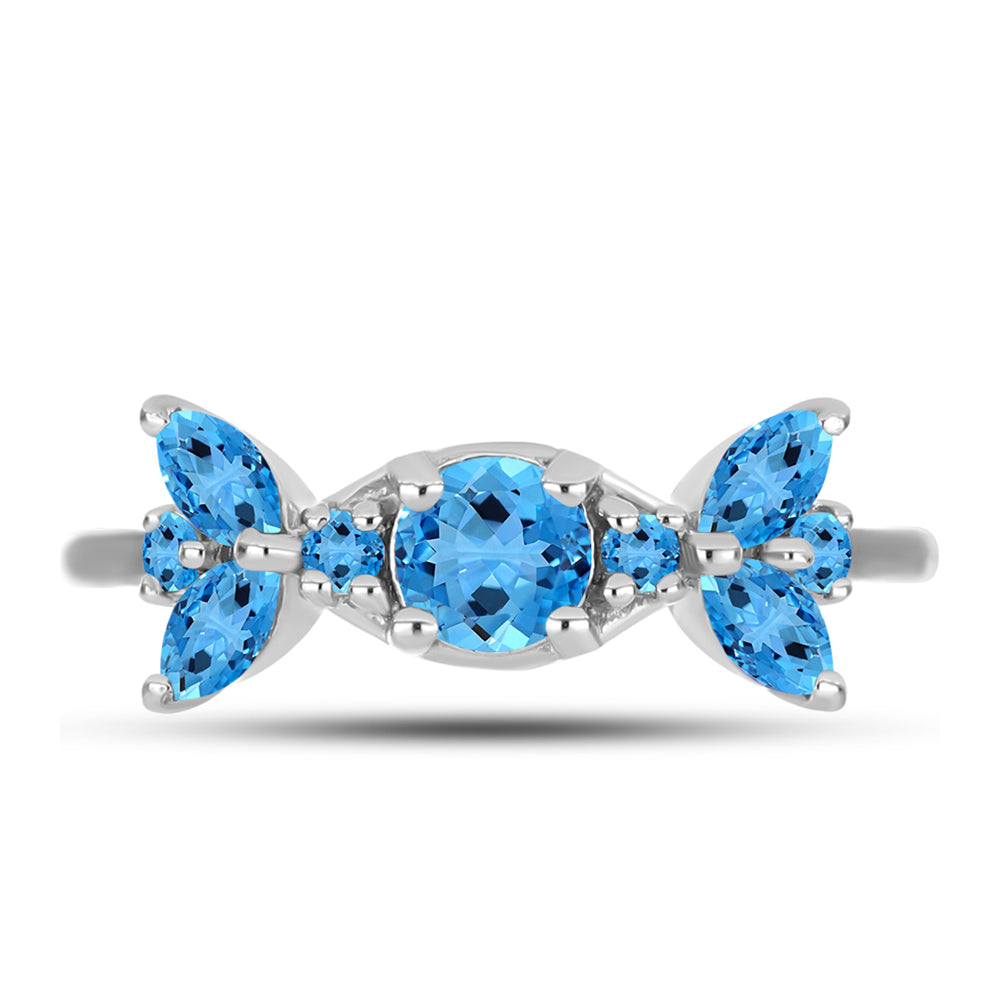 Anillo de Plata con Topacio Azul Suizo