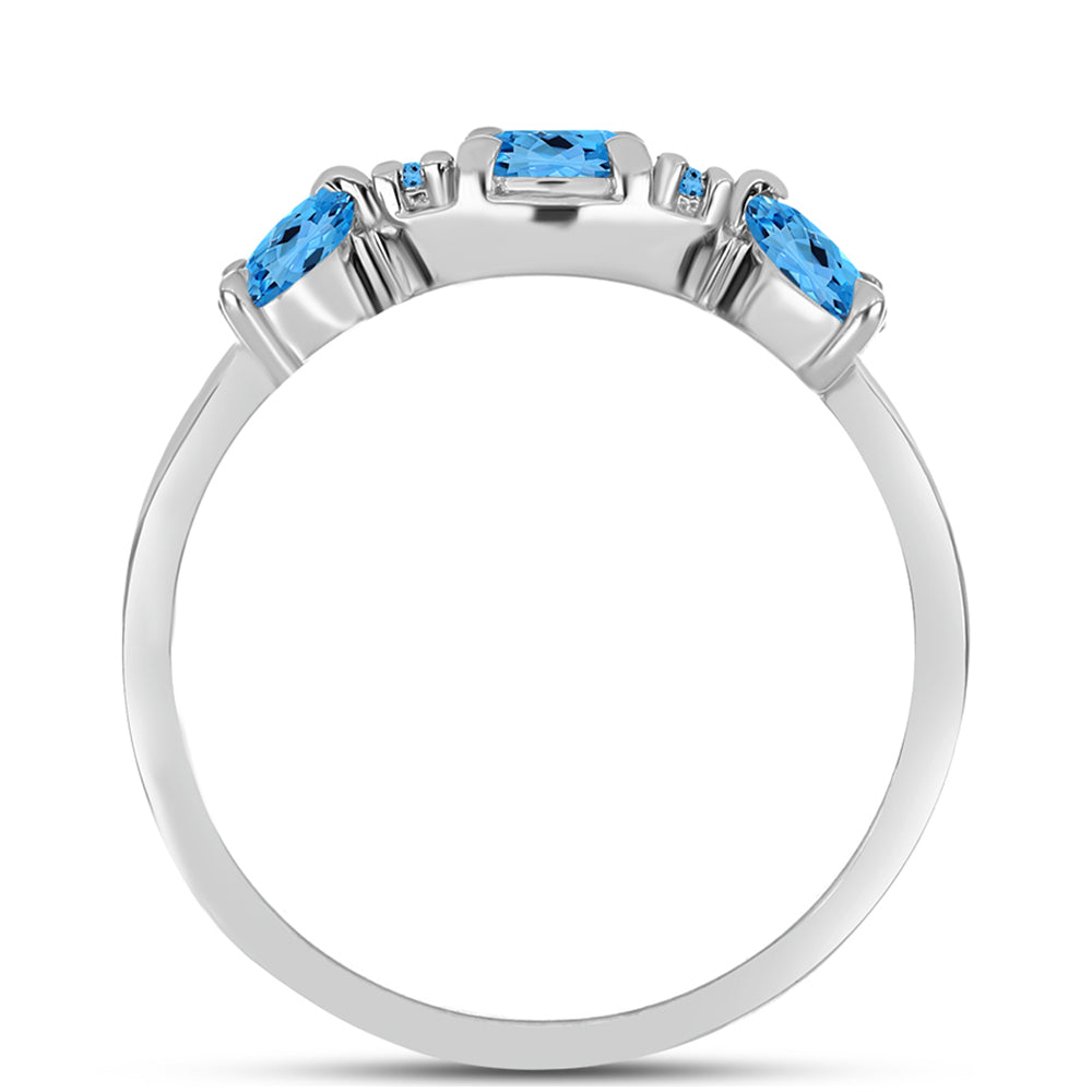 Anillo de Plata con Topacio Azul Suizo