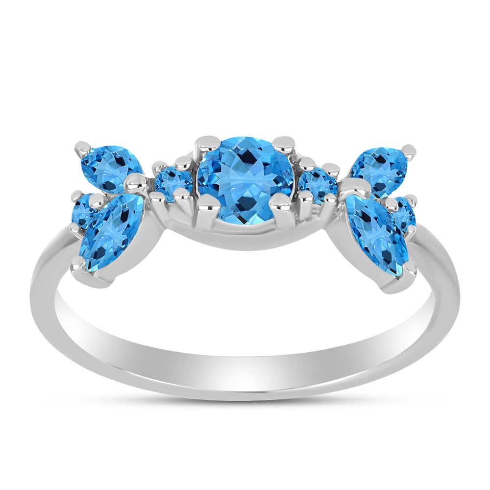 Anillo de Plata con Topacio Azul Suizo
