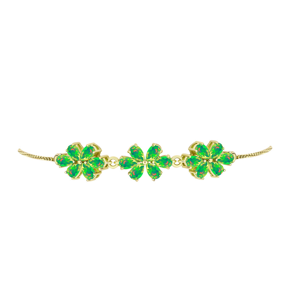 Pulsera de Plata Bañada en Oro con Ópalo Verde Etíope de Lega Dembi