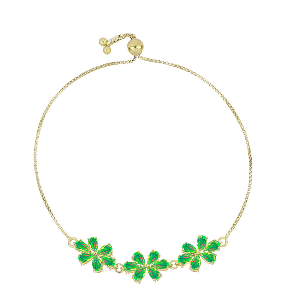 Pulsera de Plata Bañada en Oro con Ópalo Verde Etíope de Lega Dembi 1 