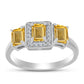 Anillo de Plata con Citrino de los Montes Urales y Topacio Blanco